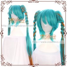 画像2:  VOCALOID ボーカロイド 2017ハロウィン 初音ミク コスプレウィッグ  130cm  (2)