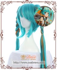 画像1:  VOCALOID ボーカロイド 2017ハロウィン 初音ミク コスプレウィッグ  130cm  (1)