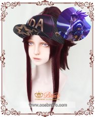 画像1:  リーグ・オブ・レジェンド League of Legends LOL KDA  Akali アカリ コスプレウィッグ (1)