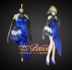 画像7: Fate Grand Order/Fate EXTELLA LINK 瑠璃色のドレス セイバー アルトリア・ペンドラゴン コスプレ衣装 (7)