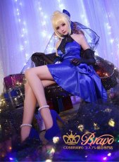 画像4: Fate Grand Order/Fate EXTELLA LINK 瑠璃色のドレス セイバー アルトリア・ペンドラゴン コスプレ衣装 (4)