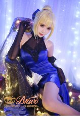 画像6: Fate Grand Order/Fate EXTELLA LINK 瑠璃色のドレス セイバー アルトリア・ペンドラゴン コスプレ衣装 (6)