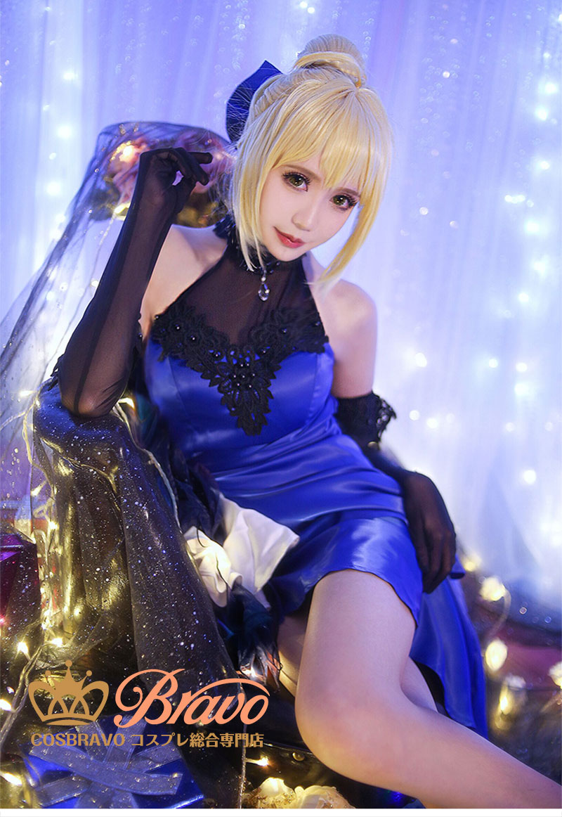 Fate Grand Order/Fate EXTELLA LINK 瑠璃色のドレス セイバー アルトリア・ペンドラゴン コスプレ衣装